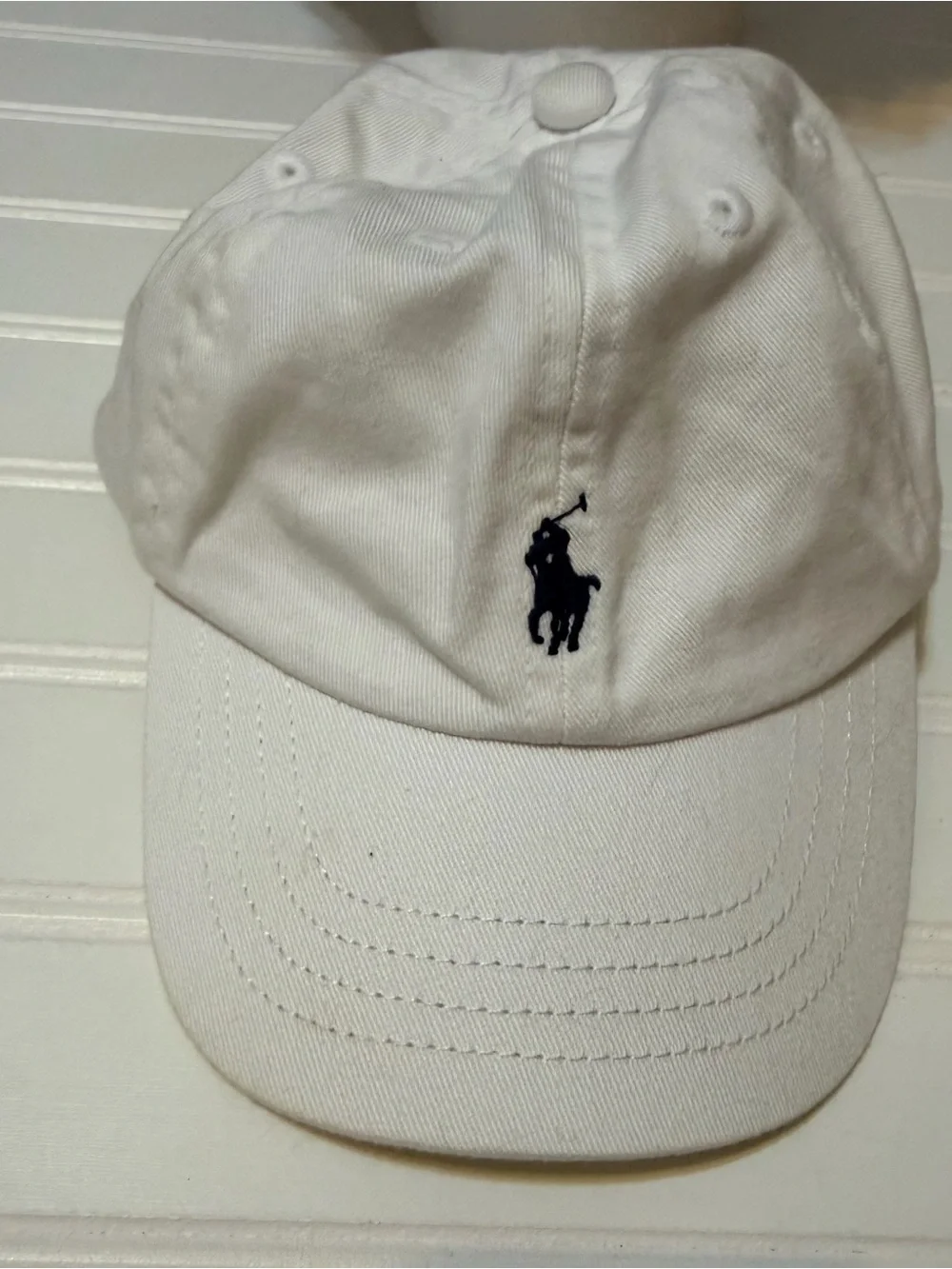 Polo by Ralph Lauren White infants Baseball Cap with Black Pony Logo